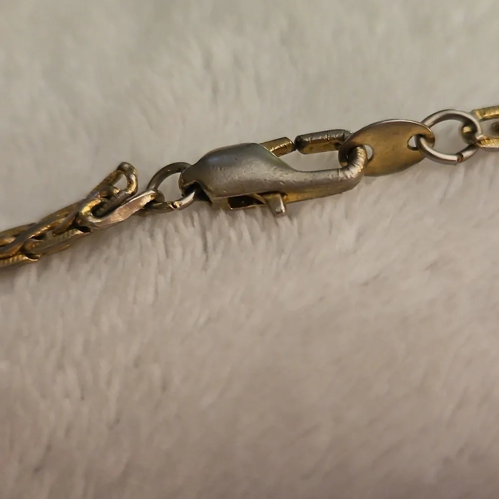 Vintage Two-tone Braided Flat Chain Necklace